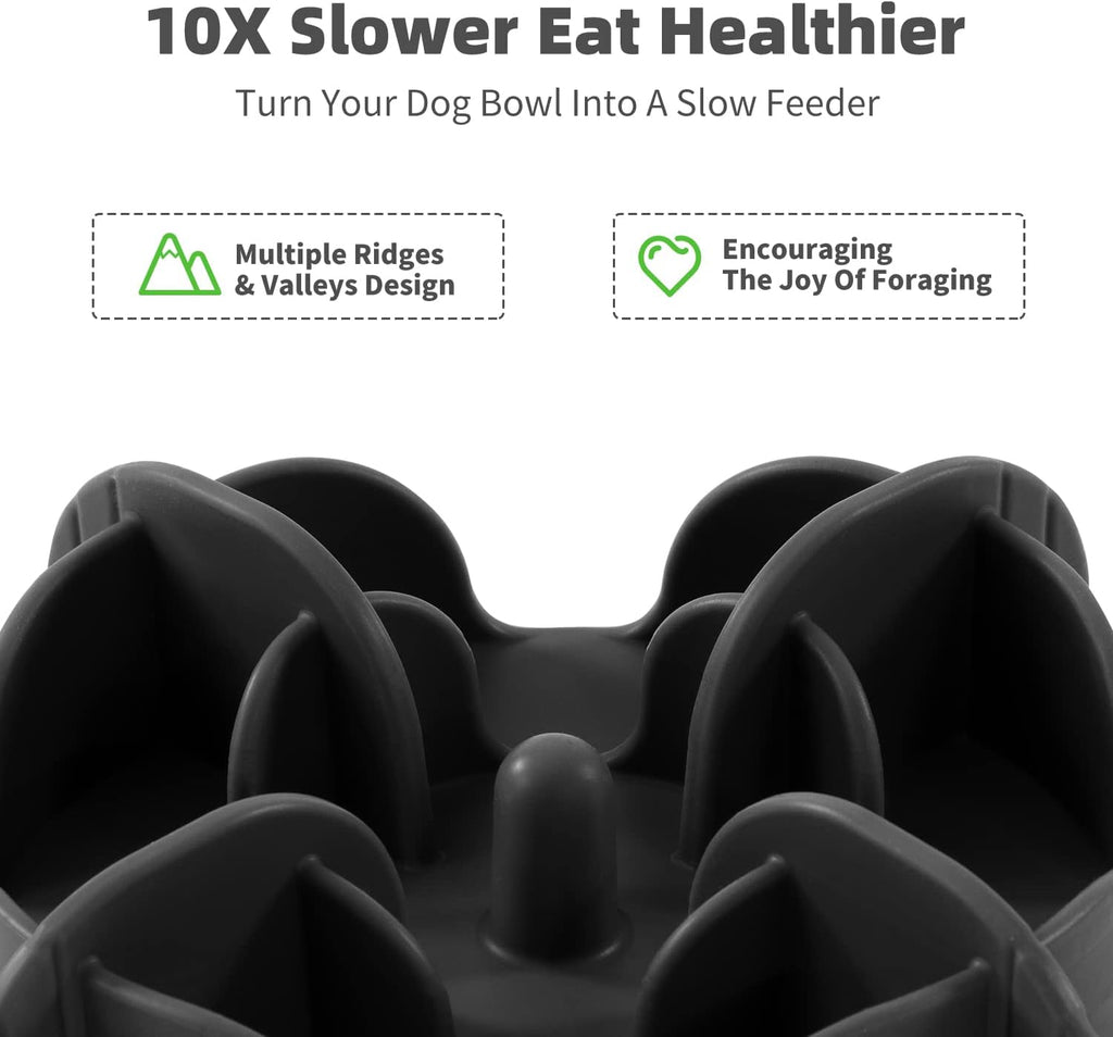 Jaoul Slow Feeder Dog Bowls Insert, 5.4 Inch Cuttable Slow Feeder Insert with 17 Octopus Suction Cups for Small Size Dog Food Bowl (Small, Black)