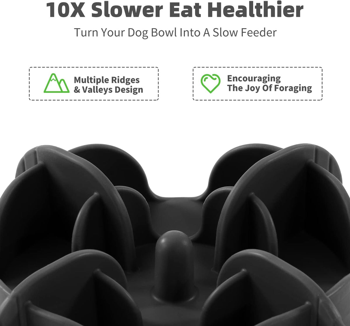 Jaoul Slow Feeder Dog Bowls Insert, 5.4 Inch Cuttable Slow Feeder Insert with 17 Octopus Suction Cups for Small Size Dog Food Bowl (Small, Black)