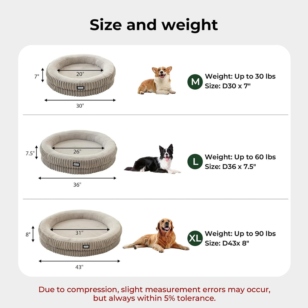 BALANCE Donut Dog Bed, 30 Inches Round Dog Bed Medium Size Dogs Washable, Orthopedic Calming Dogs Beds for Kitten, Fluffy Plush Faux Fur Pet Bed with Anti-Slip Bottom