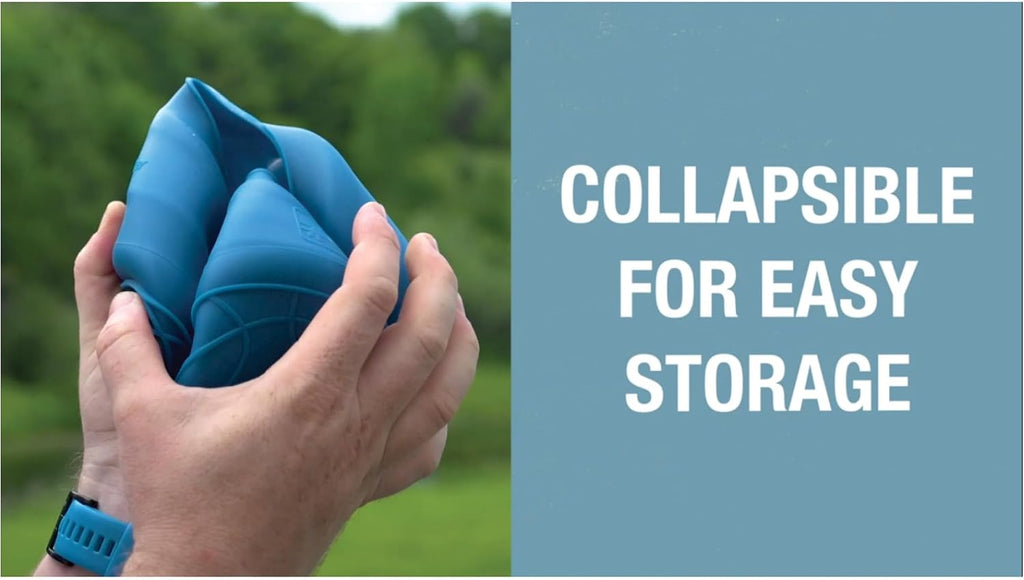 Kurgo Splash Free Wander Dog Water Bowl, Blue | No-Spill Travel Bowl for Dogs, Holds up to 24oz, Wedge Design Lays Flat on Car Seat, Food-Grade Silicone, BPA-Free 