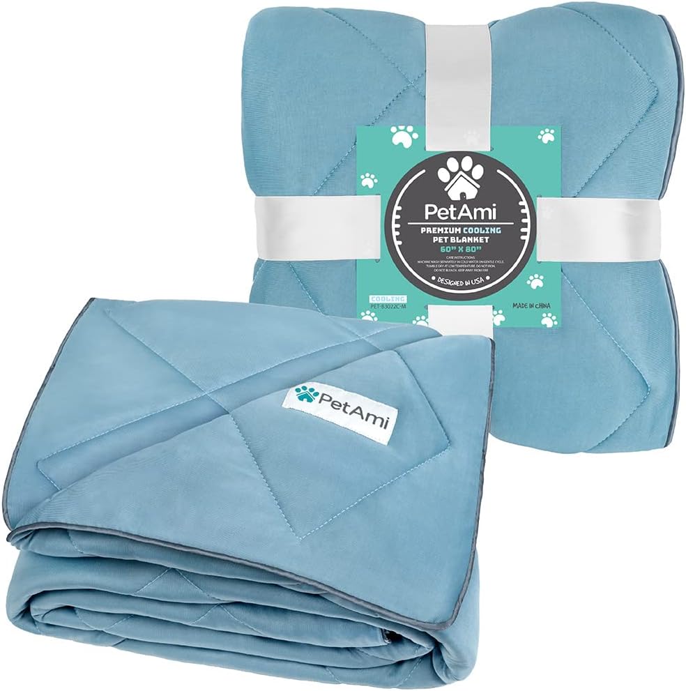 PetAmi Cooling Dog Blanket Lightweight Summer for Large Pet Cat 60x80, Blue