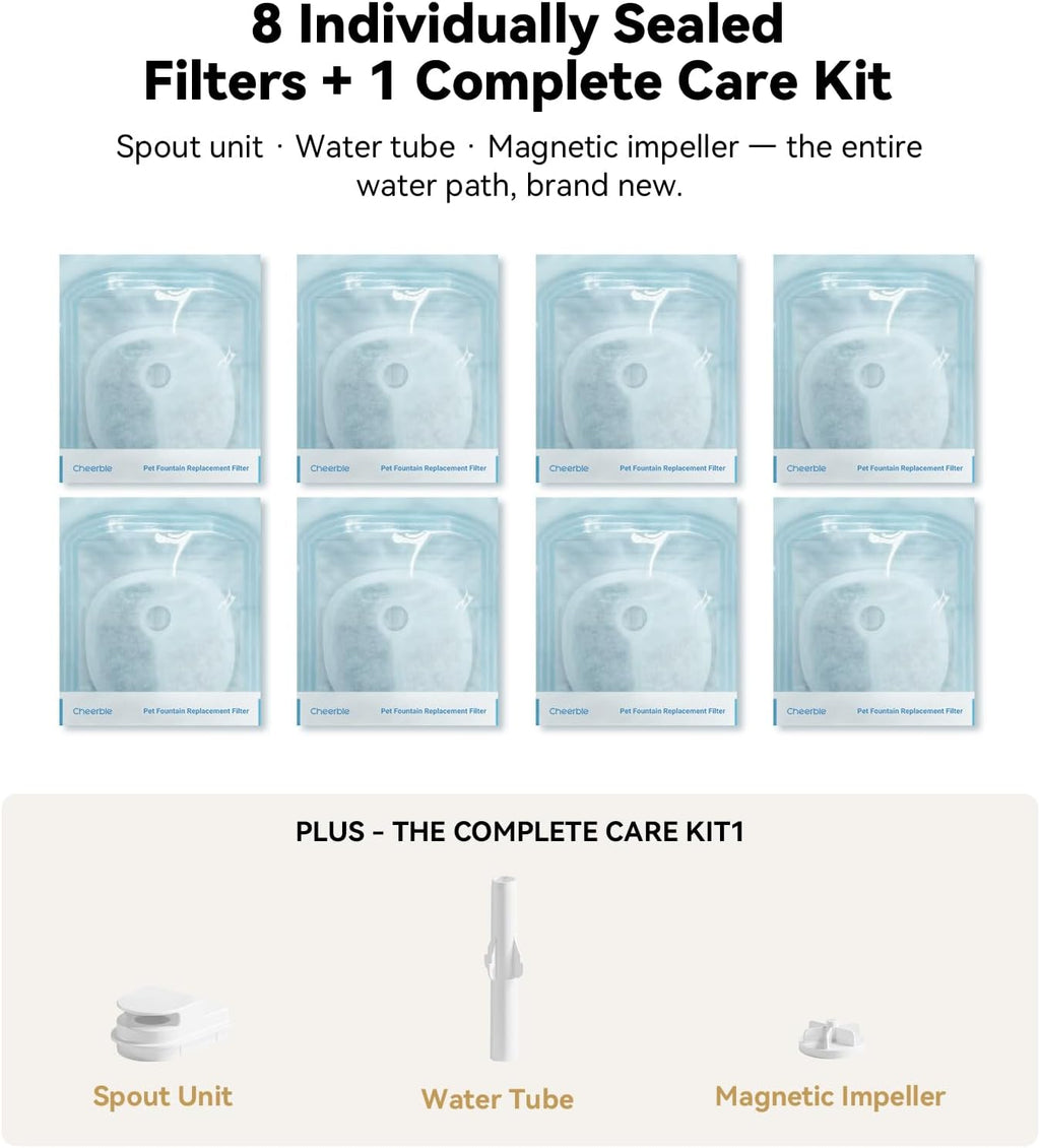 Cheerble Pumpless Cat Water Fountain Maintenance Kit for E1/E1+/D1/D1 Pro