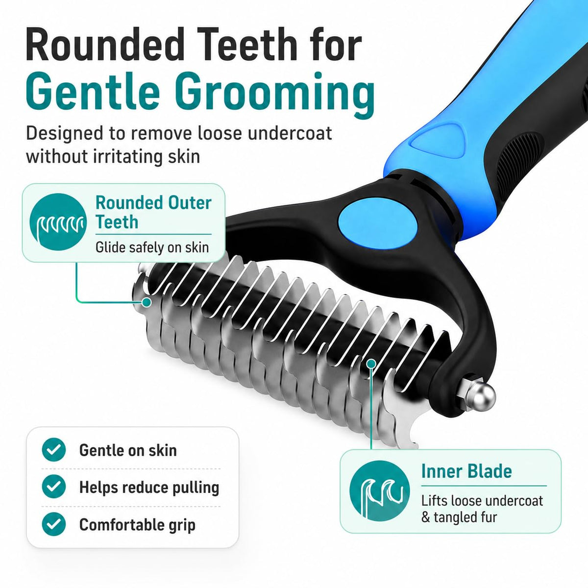 6 Pcs Pet Grooming Tool - With Metal Comb,Deshedding Brush,Flea Lice Comb
