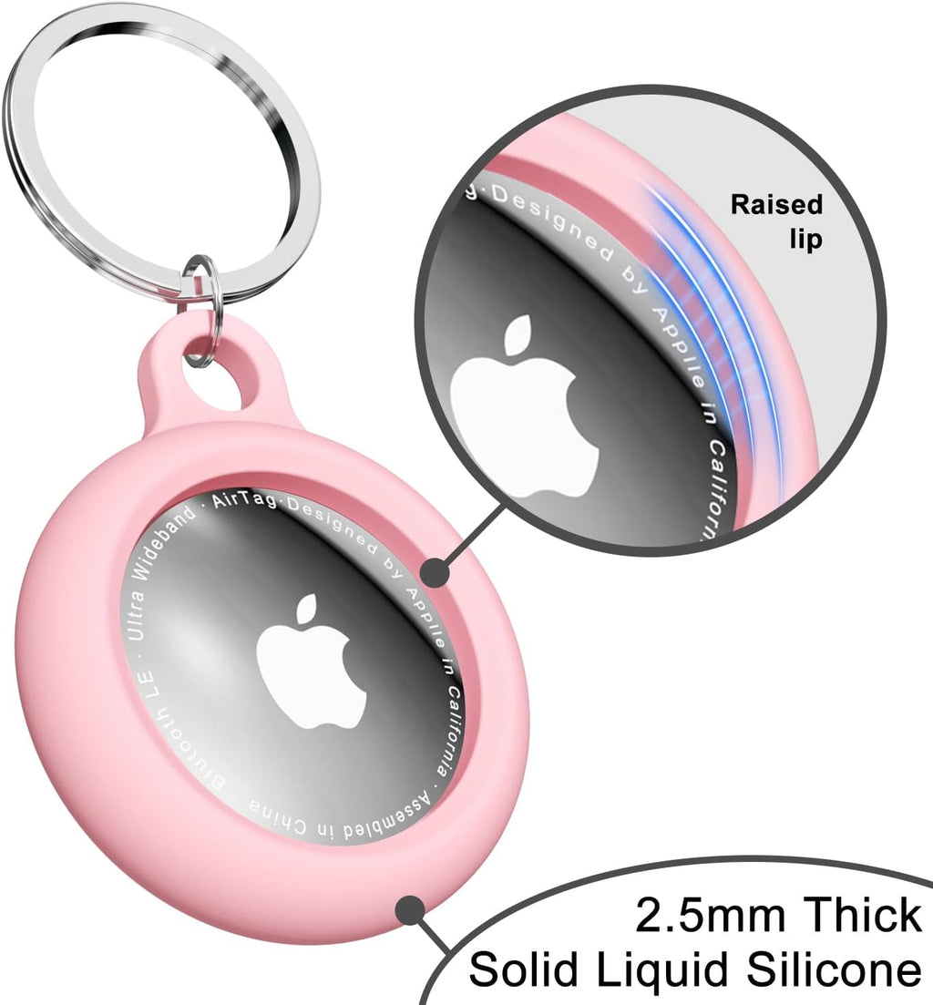 oakxco for Airtag Keychain Silicone, Airtag Holder with Key Ring, Air Tag Cover Cute Accessories for Kids, Luggage, Car Dog Collar, Car, Compatible with Apple Airtag Case Waterproof Tracker, Pink