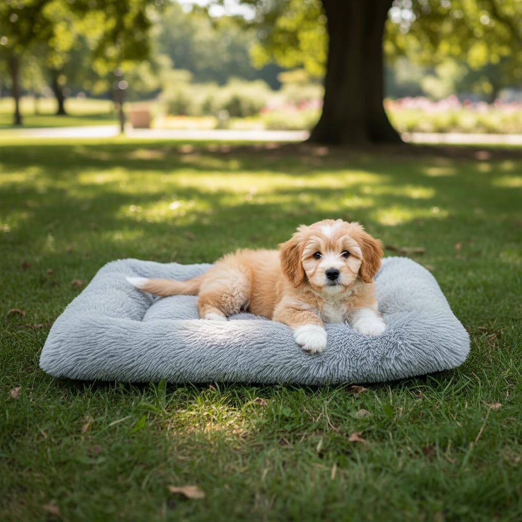 Donut Dog Bed, Cat Bed for Indoor Cats, Calming Donuts Bed for Pet, Light Gray