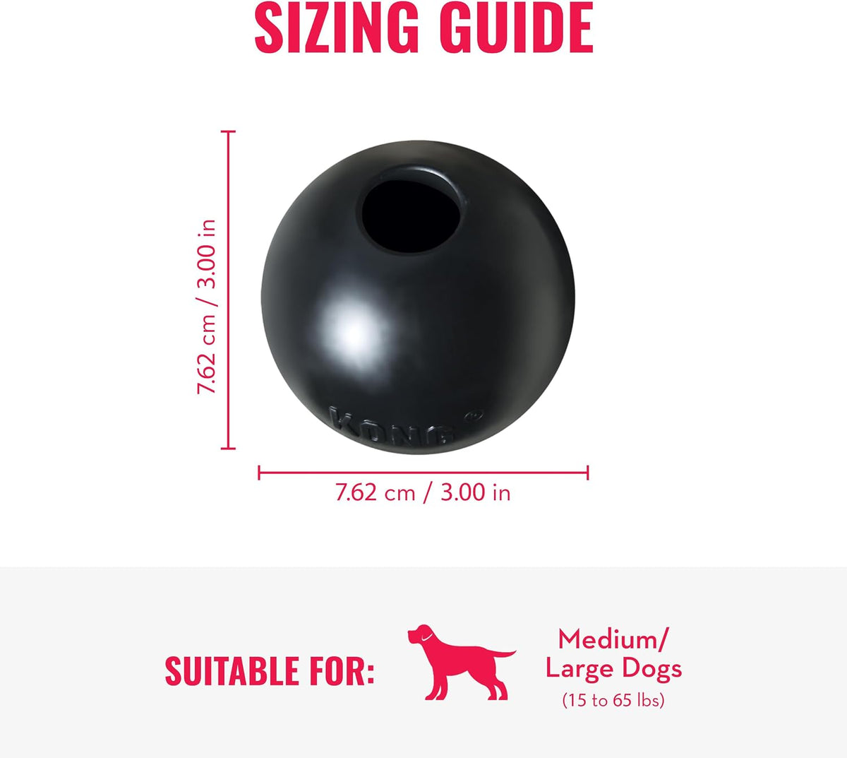 KONG Extreme Ball with Hole, Rubber Fetch Toy, Black, for Large/Medium Dogs | Made from KONG's Most Durable Extreme Rubber, a Fetch Ball with a Hole for Training & Interactive Play