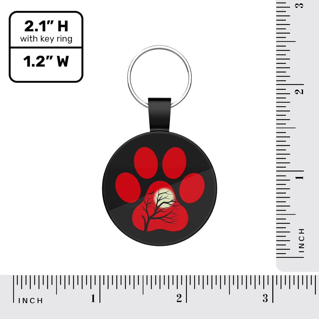 MYLUCKYTAG QR Code Pet ID Tags Dog Tags - Pet Online Profile - Scan QR Receive Instant Pet Location Alert Email, 1.2 inch, Red Paw