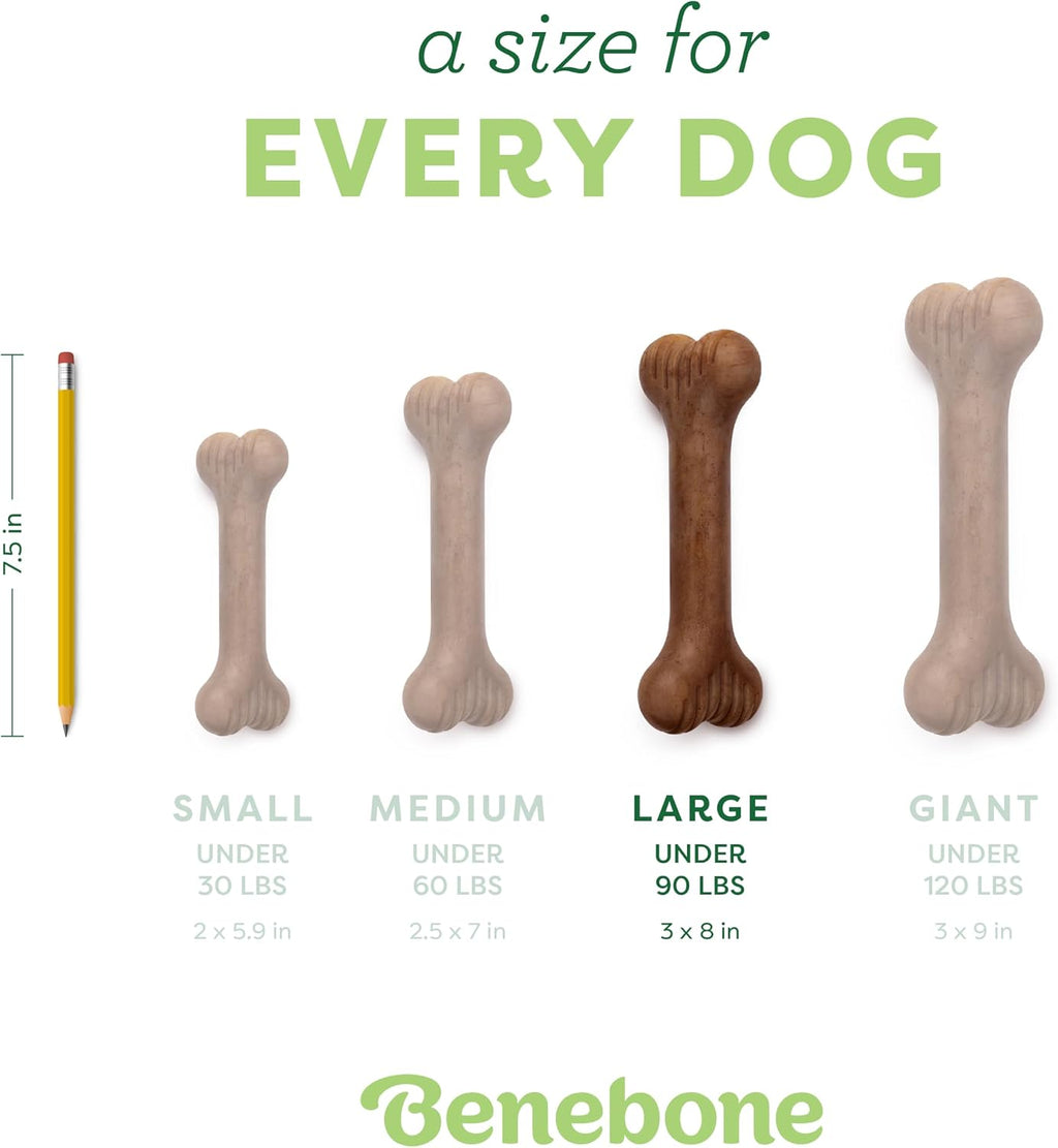 Benebone Bone Dog Chew Toy for Aggressive Chewers, Real Bacon, Large | Durable, Super Chewer, Made in USA, Dog Bones, Long-Lasting, A Size for Every Dog, Keeps Them Busy