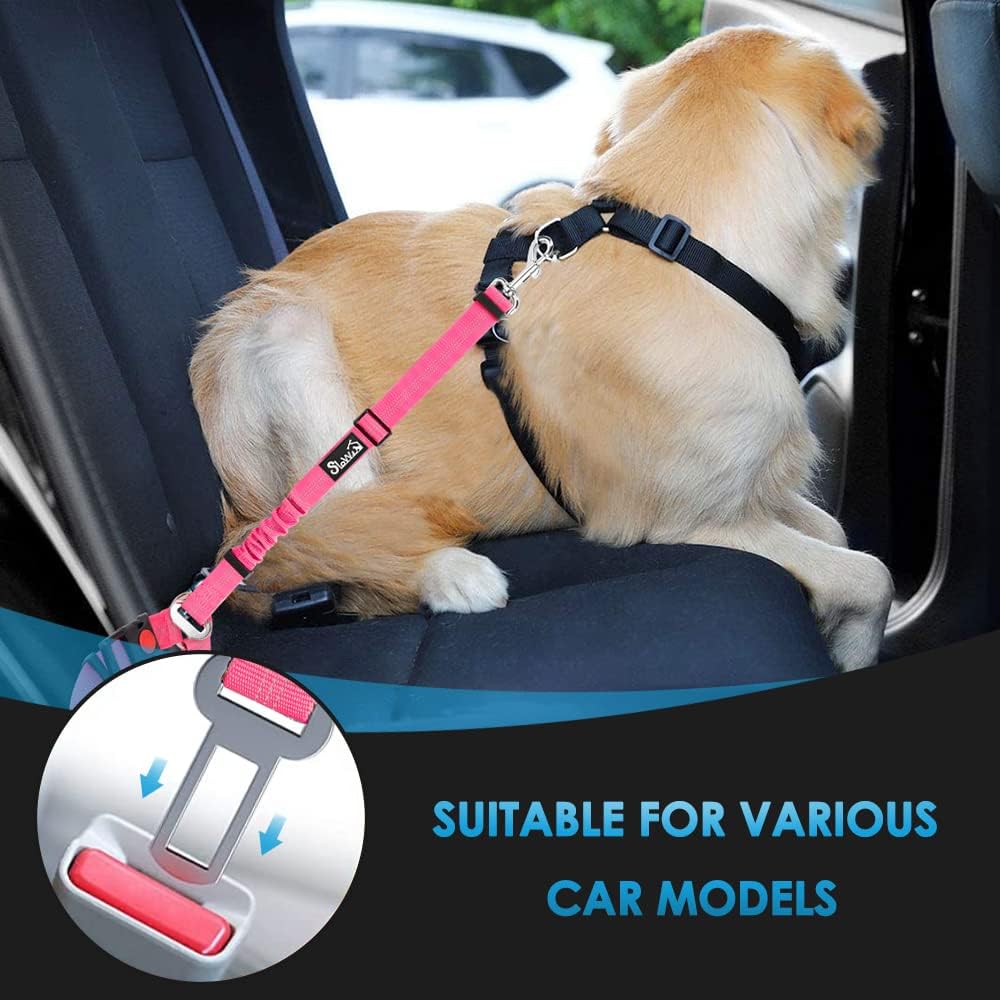 Lukovee Dog Car Seat Belt, 2 Pack, Headrest Restraint, Headrest + Clip