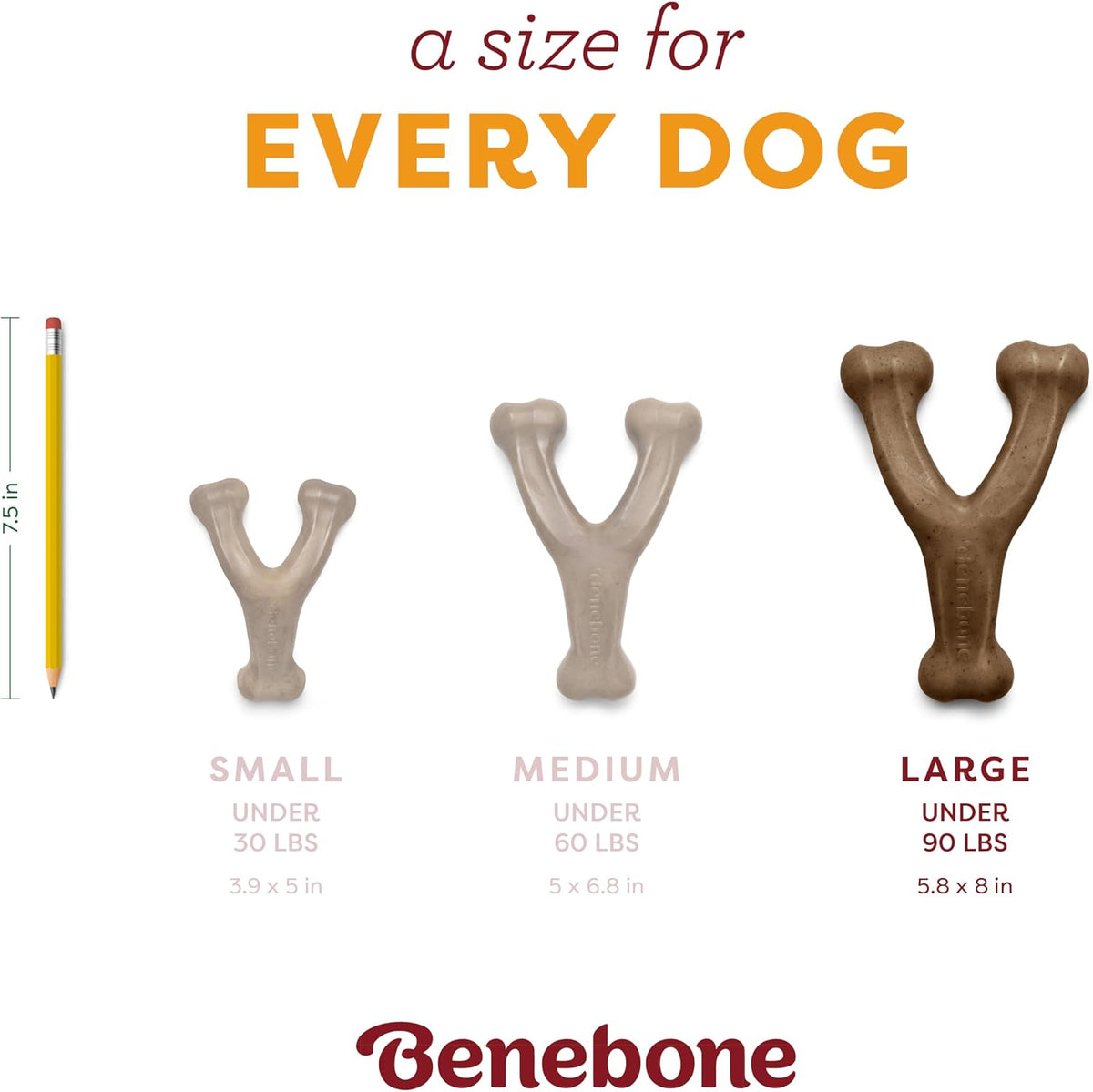 Benebone Wishbone Chew Toy for Aggressive Chewers, Pumpkin Spice, Large