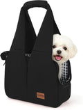 Dog Purse Carrier for Small Dogs and Cats, Soft-Sided Pet Tote Bag with 6 Large Pockets, Collapsible Travel Puppy Carrier, Fits Pets up to 13 lbs (Black, 15.7" L x 8" W x 11.8" H)