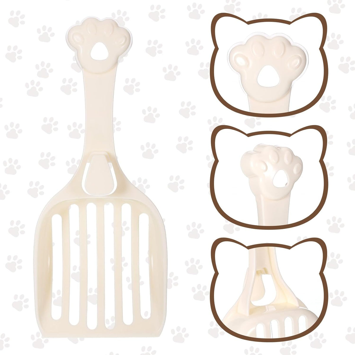 COMNICO Cat Litter Scoop, Durable Plastic Kitty Litter Sifter Scooper with Wide Slats Comfy Handle Deep Shovel Pooper Lifter Captures All Clumps for Easy Sifting Pine Pellets Box (Milky White)