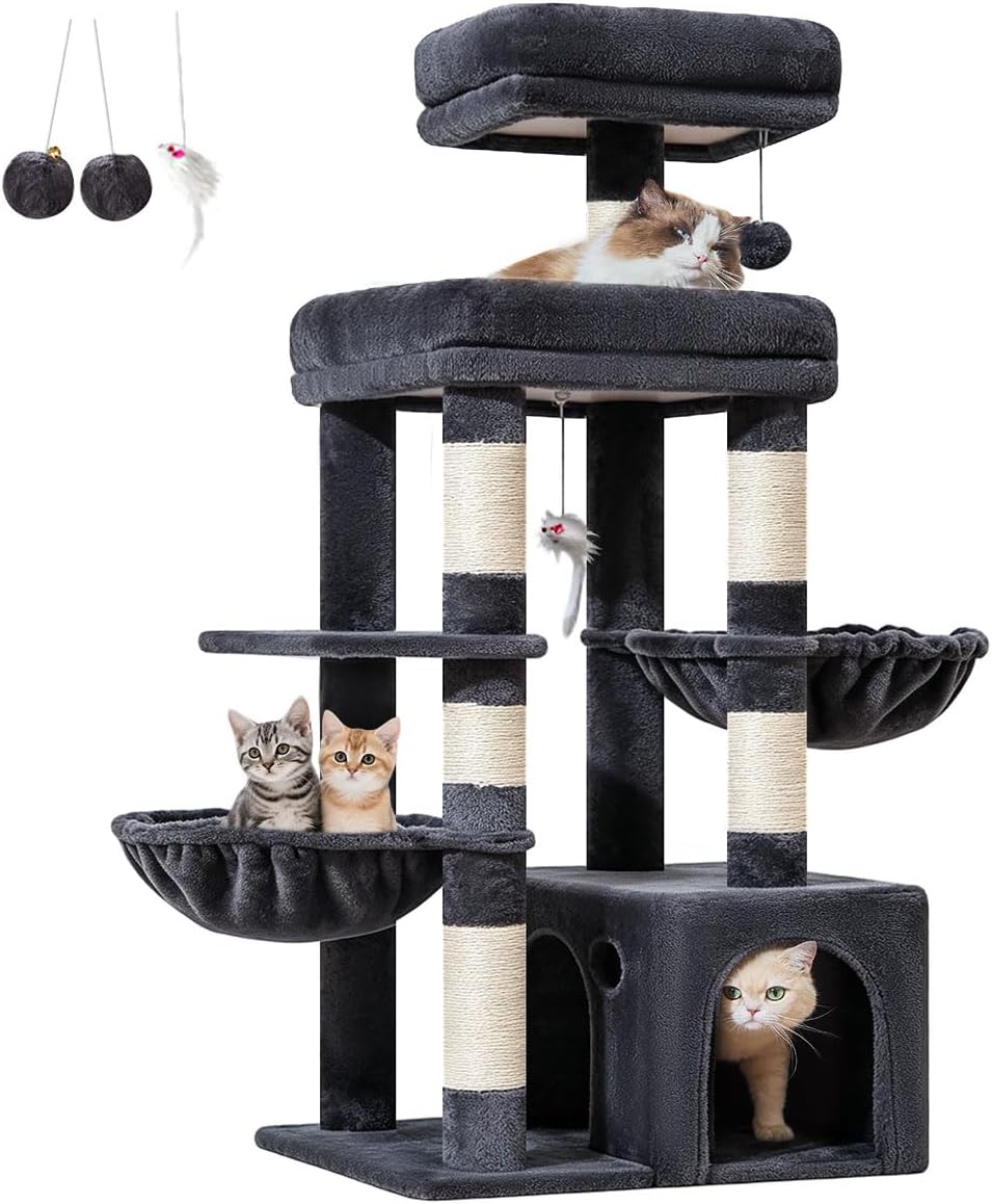 Taoqimiao 53.5in Cat Tree, Heavy Duty Sturdy Cat Tower for Indoor Cats S20G