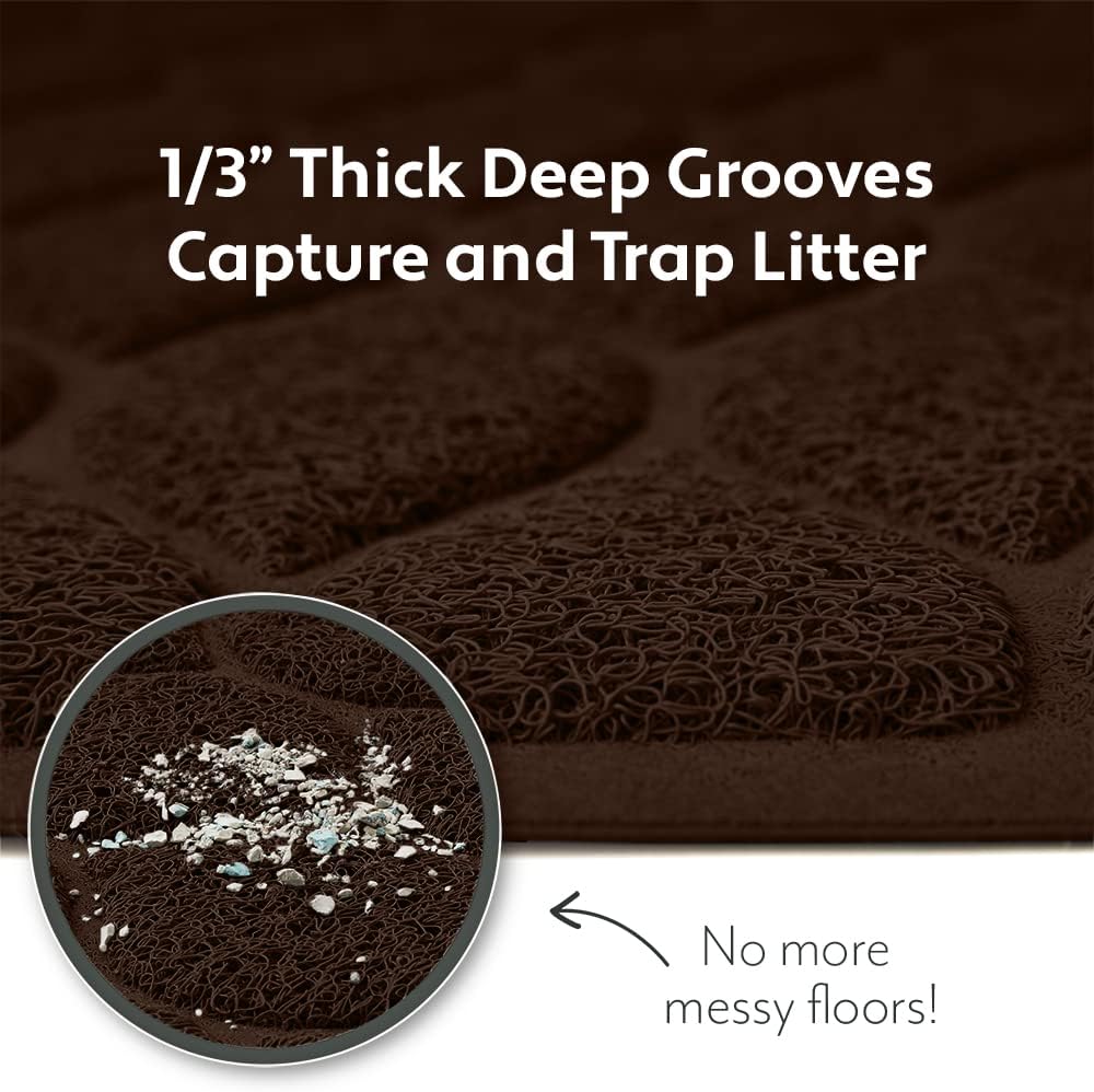 MIGHTY MONKEY Waterproof Cat Litter Box Mat, BPA Free, 24x17 Chocolate | Easy Clean Floors, Textured Backing, Soft on Sensitive Kitty Paws, Cats Accessories, Less Waste, Stays in Place