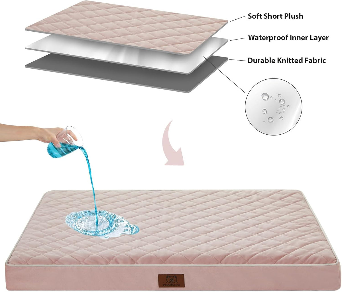 WNPETHOME Orthopedic Waterproof XL Dog Bed for Crate Cozy Sleep
