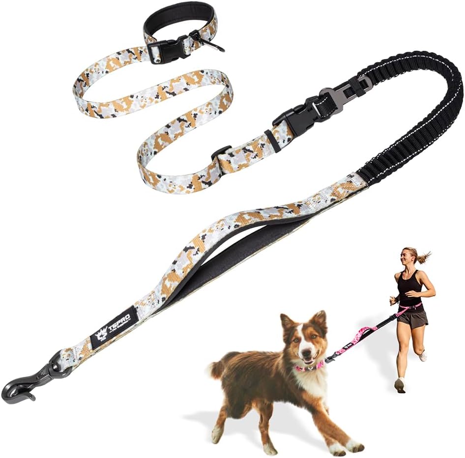 TSPRO Shock Absorbing Hands-Free Bungee Dog Leash with Car Safety Tether
