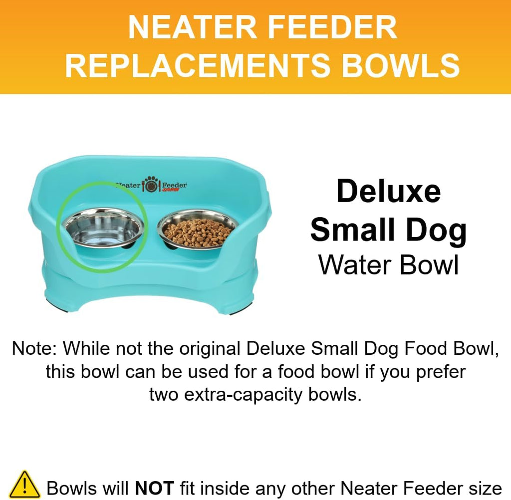 Neater Pet Brands 2.2 Cup (18 oz.) Stainless Steel Dog Bowls, Set of 2 Neater Feeder Replacement Bowls (Small Deluxe Model), Dog Food Bowl & Water Bowl, Dishwasher Safe Metal Dish for Cat & Small Dogs 