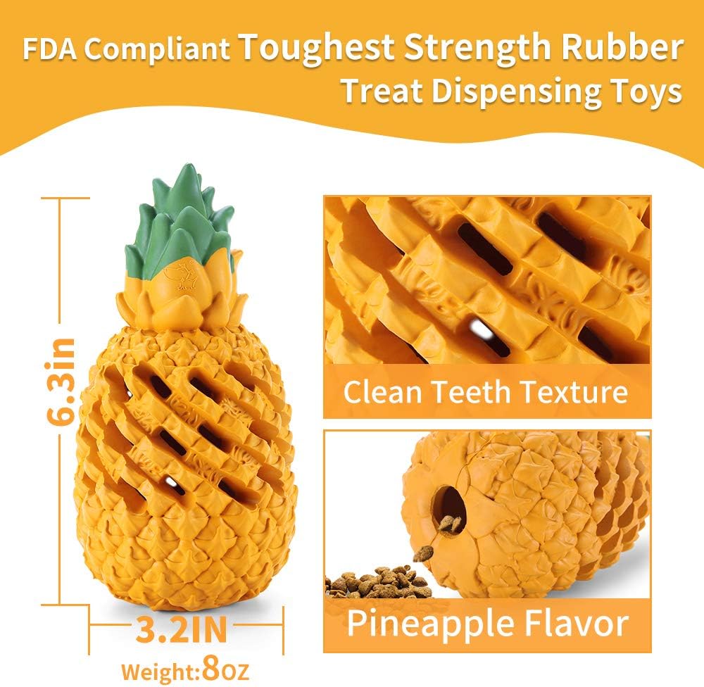 Pineapple Dog Toys for Large Dogs Puppy, Dog Chew Toys for Small Medium Dogs to Keep Them Busy, Interactive Dog Toys Tough Dog Puzzle Toys Treat Dispensing Durable Dog Dental Chew