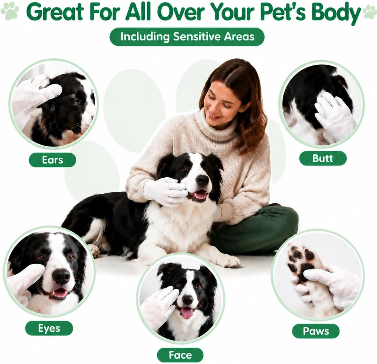 Pet Cleaning Glove Wipes for Dogs & Cats, 6 Pcs