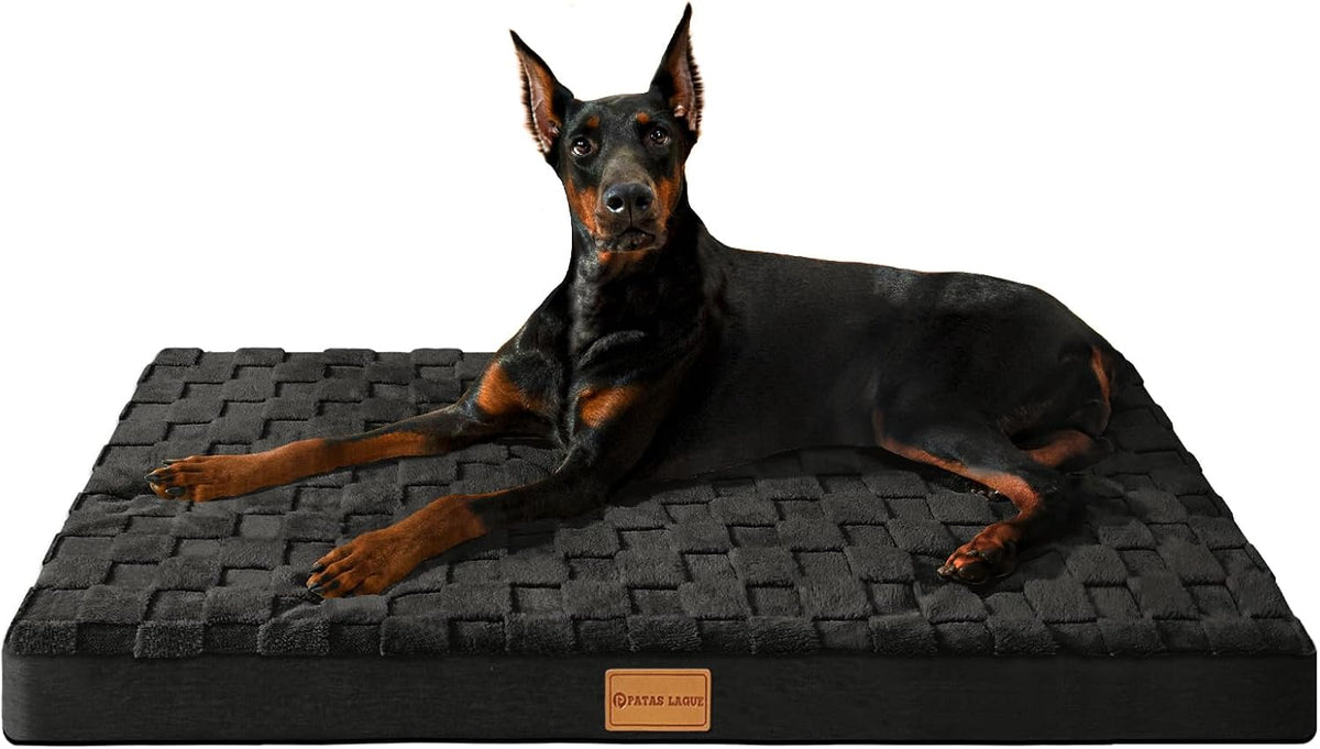 Patas Lague Orthopedic Large Dog Bed Washable Pet Crate Mat 56''X40'' Black