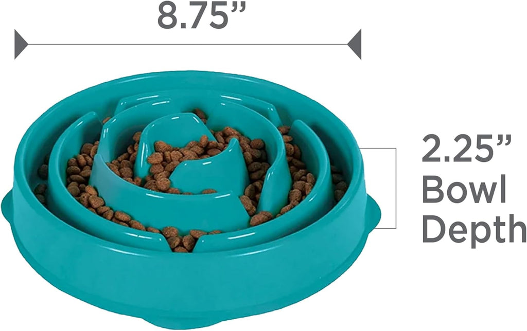 Outward Hound Fun Feeder Slo Bowl – Medium 2‑Cup Capacity, Slow Feeding, Small to Medium Dogs & Cats, Non-Slip, Turquoise, Drop Pattern | Slows Fast Eaters, Can Aid Digestion, Holds 2 Cups Dry or Wet Food, Non-Slip, Easy Clean, No BPA, Small to Medium ...