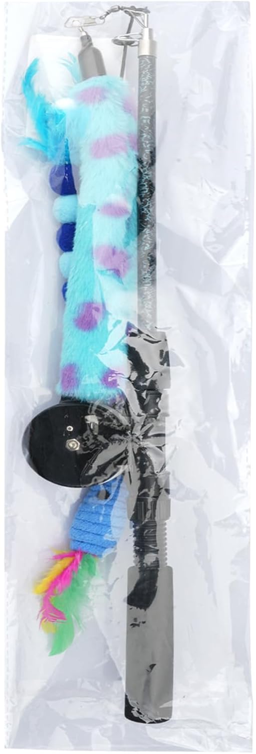 Pawaboo Cat Teaser Wand Toys, Cat Fishing Pole Toy with 3 PCS Feathers