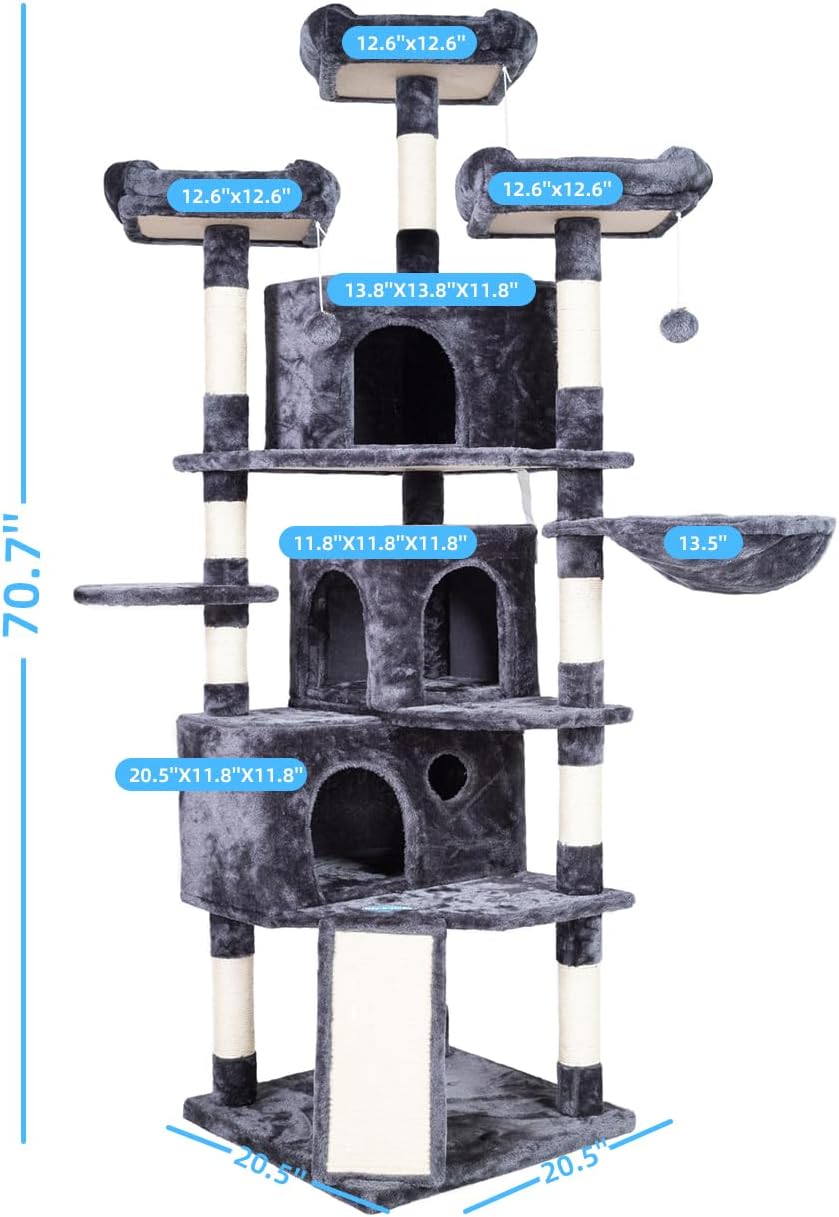 Hey-brother Cat Tree Tower with Multi-Level Large Condo, Platform, MPJ032G