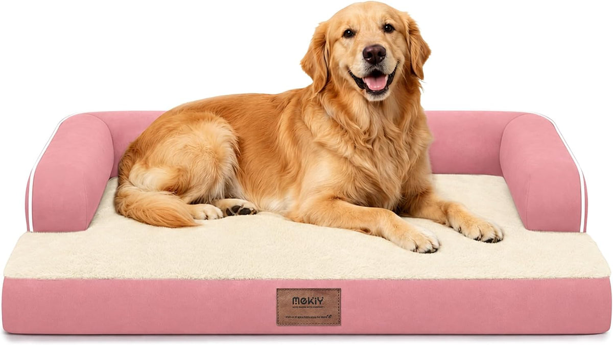 MEKIY Orthopedic Washable Dog Bed with Bolster for Medium to Large Dogs