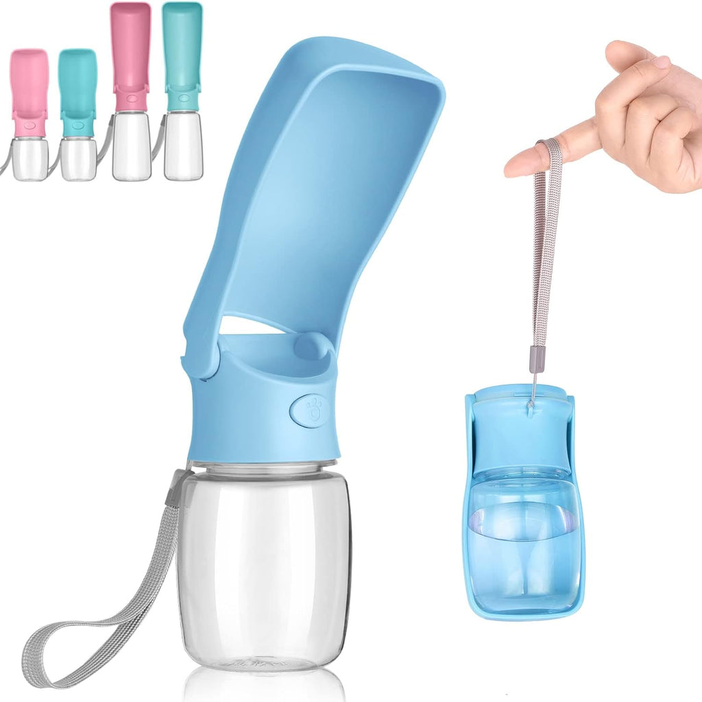 Portable Dog Water Bottle, Foldable Water Bottle for Dog, SkyBlue, 12oz | Leak Proof Dispenser, Dishwasher Safe, Puppy Travel Water Bowl Fit for Cat, Rabbit, Small Animals Walking, Hiking, Travel