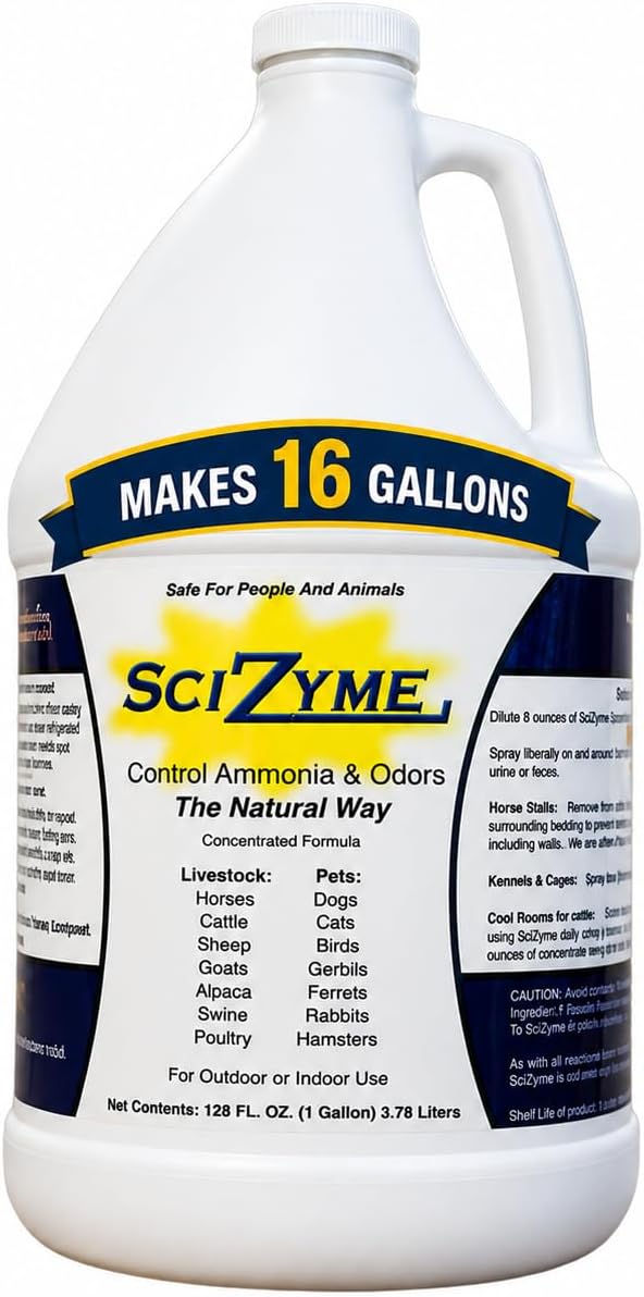 SciZyme - Enzyme Based Eliminator & Control Odors & Ammonia in Cooler Rooms, Barns, Trailers, Kennels, Etc. (Makes 16 Gallons)
