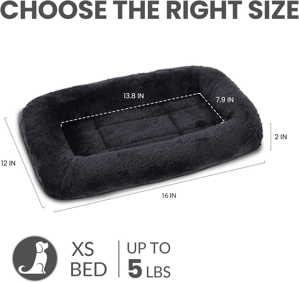 Patas Lague Small Dog Bed Bolster Pet Crate Mat 16''x12'' Black