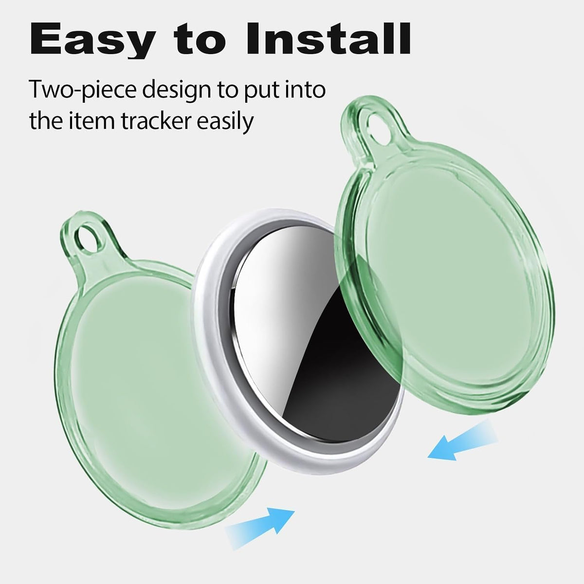 IPX8 Waterproof Case for AirTag 2nd Gen (2026) & 1st Gen, Full Body Holder Keychain, Anti-Scratch Cover for Apple for Air Tags, Luggage, Pet Collar, Car Keys, Kids, Clear Green