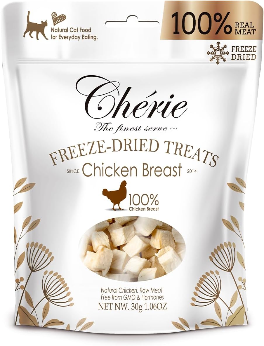 CHÉRIE Freeze-Dried Cat Treats, Chicken Breast, 1.06 oz Bag