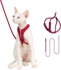 Escape Proof Cat Harness and Leash Set, Y Shape Cat Harness Adjustable Anti-Choke Soft Padded Vest Harness Hands Free Cat Rope Leash and Harness Set for Kitten Cats≤26lbs (Burgundy, S)