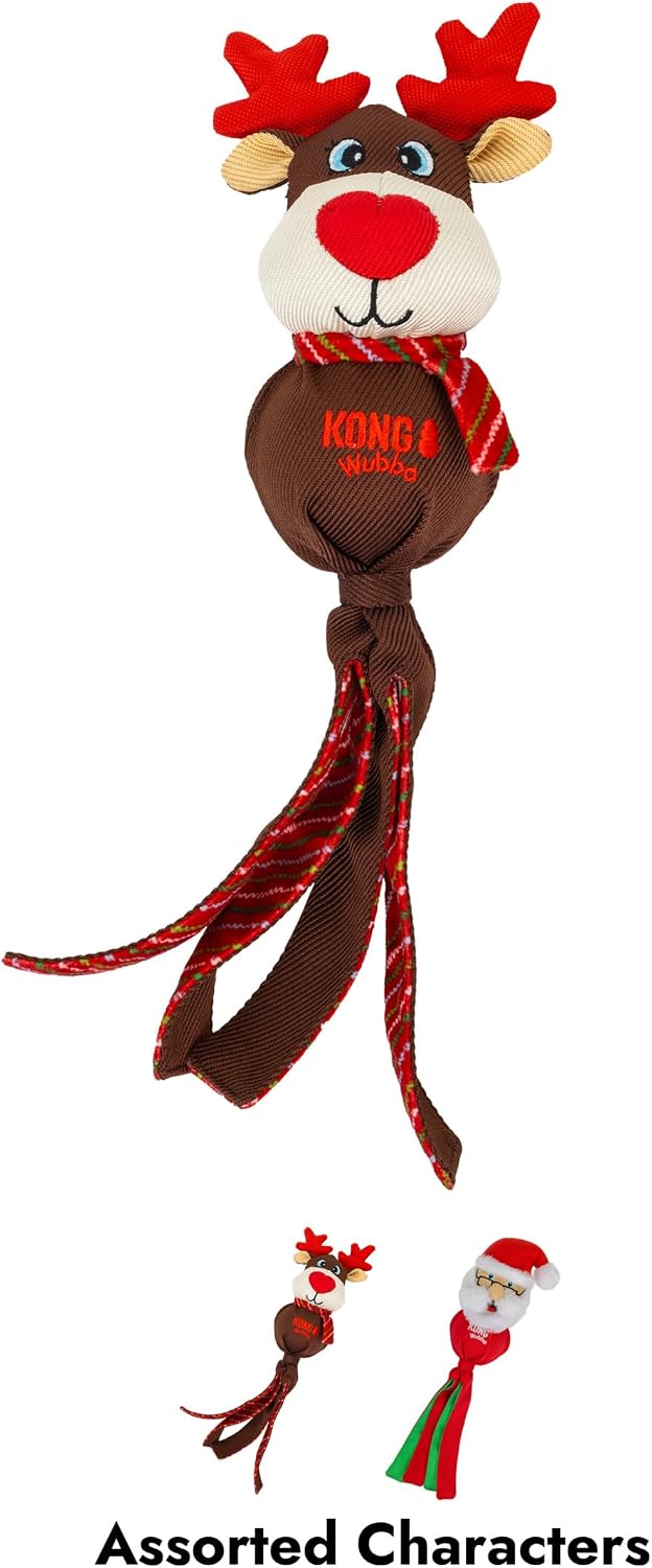 KONG Holiday Santa/Reindeer Large 2 Pack – Durable Interactive Tug & Toss Dog Toy