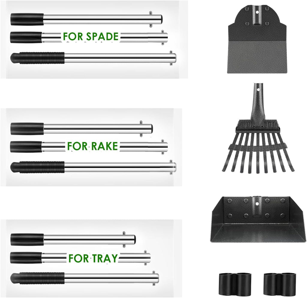 Pooper Scooper, Long Handle Dog Poop Scooper for Medium Small Dogs | Heavy Duty, Pet Supplies Metal Tray Rake Spade, Stainless Steel, Rust-Resistant,37"+ Handle No Bend, Use on Grass Dirt Gravel