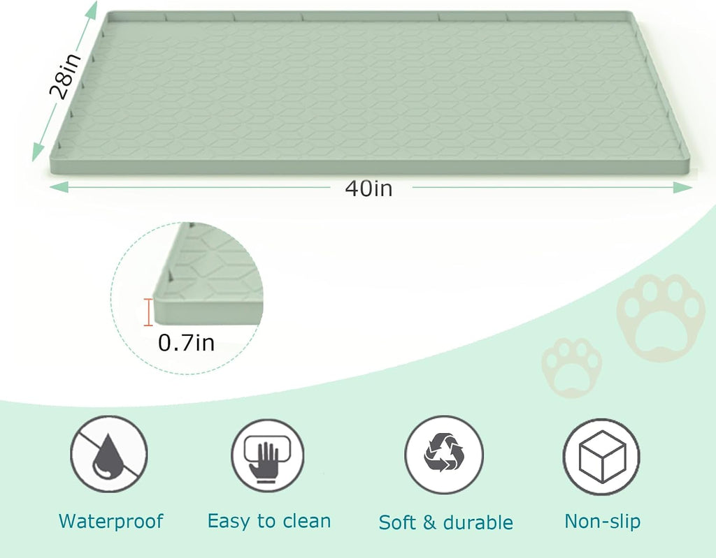 Cat Litter Mat, Silicone Large Cat Mat for Litter Box - 40x28 in, Waterproof & Non-Slip, Durable & Easy Clean, Green
