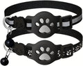 Cat Collar Breakaway 2packs, Reflective Kitten Collar with Apple Air Tag Holder and Bell for Girl Boy Cats, 0.4 Inches in Width and Lightweight (Collar for cat)