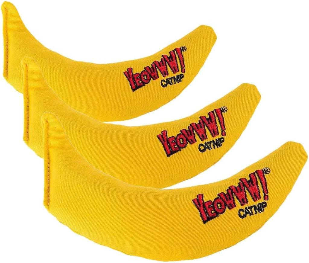 Yeowww! Catnip Chi-CAT-a Banana Toy for Cats - 7 Inches - Durable Cotton Twill - Made in the USA - Stuffed with Organically Grown Catnip (Pack of 3)