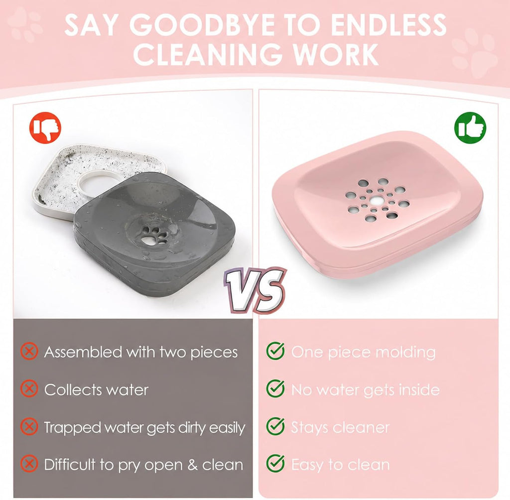 AONKEY 3L No Spill Dog Water Bowl with Slow Drinking Disk(Pink)