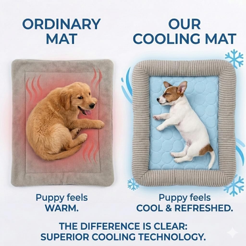 Dog Cooling Mat for Summer, Self Cooling Ice Silk Pet Bed Mat for Crate, Sofa & Car Seats, Breathable Washable Pressure Activated Cool Pad for Small, Medium, Large Dogs and Cats (Blue Mat, X-Large)