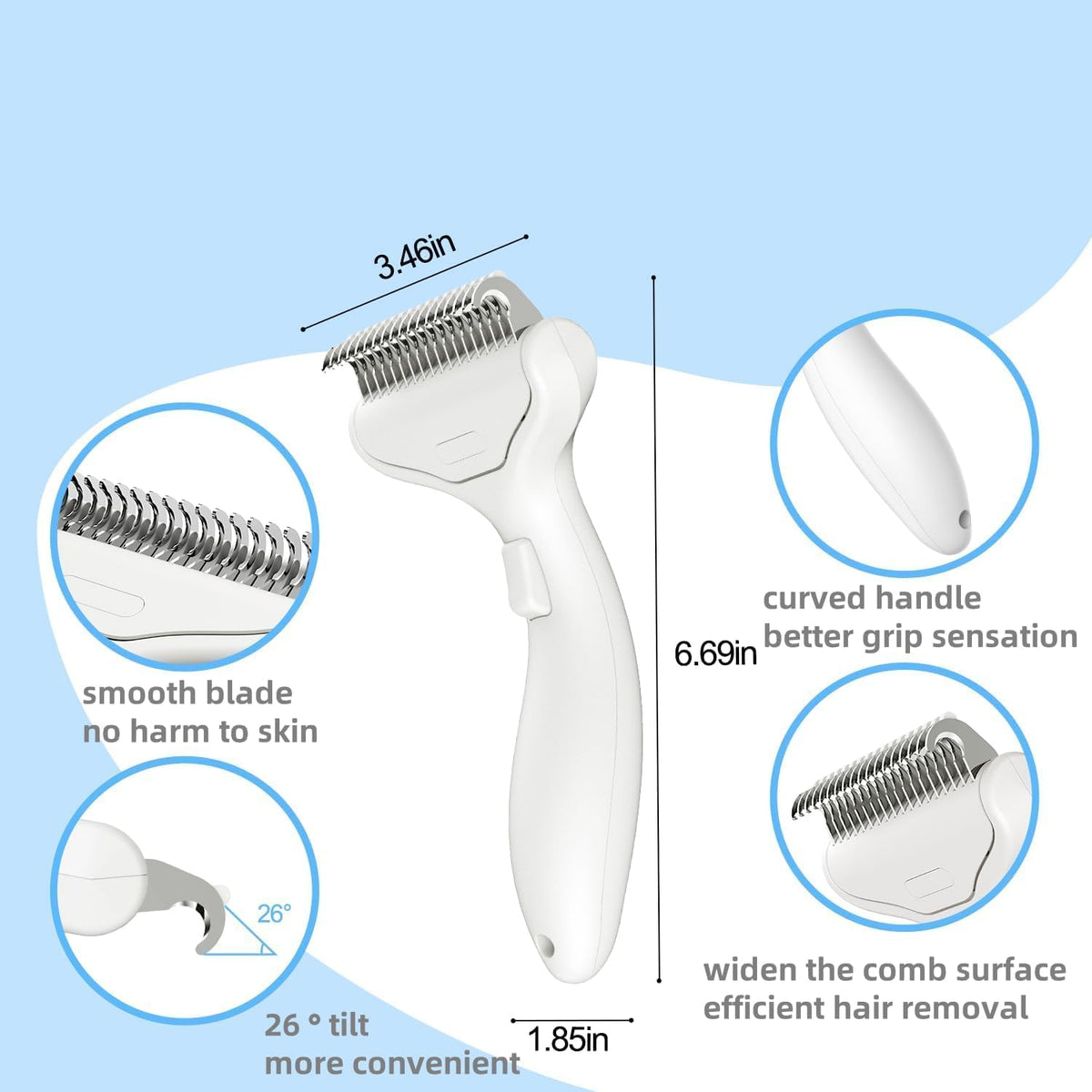 Undercoat Rake for Dogs & Cats, Deshedding Brush for Long haired Pets,Dog Brush for Shedding with Release Button,Best Cat Undercoat Brush&Deshedding Tool for Grooming (Creamy-White)