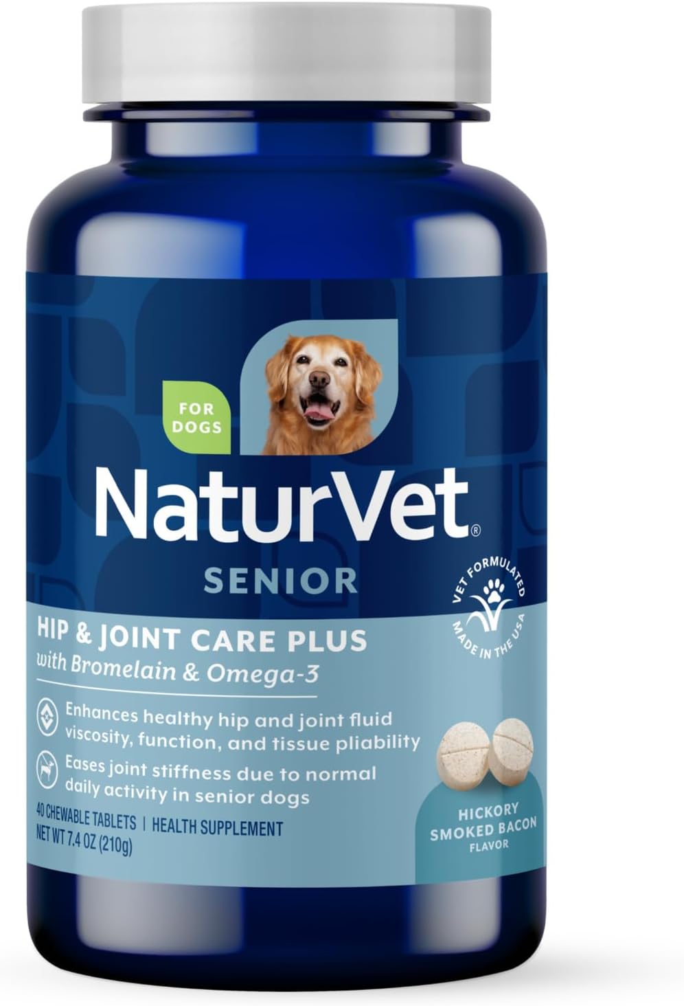 NaturVet Senior Dog Wellness Advanced Hip and Joint Plus Omegas - 40 Ct