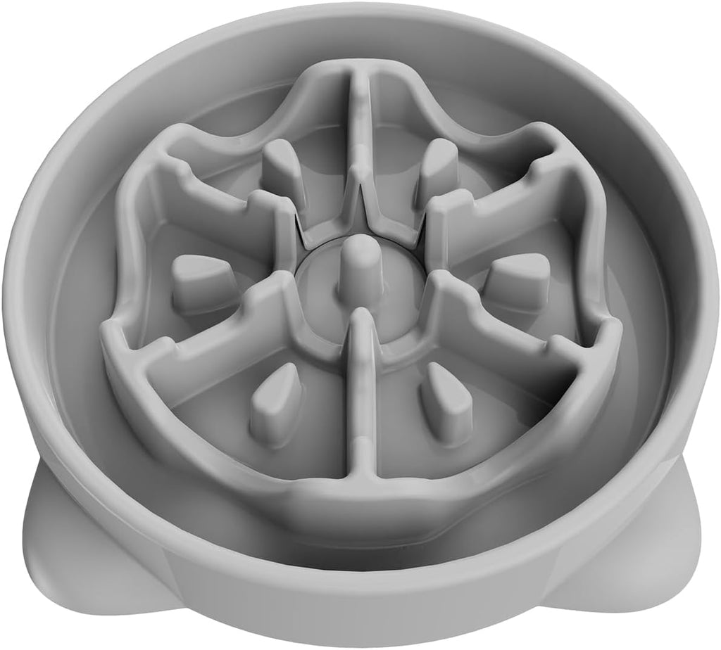 Slow Feeder Dog Bowls Large Breed, Dog Food Bowl Large Anti-Choking Bloat Stop Puzzle Healthy Eating Bowl (Gray, 4 Cup)