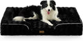 COZY KISS Faux Fur Orthopedic Extra Large Dog Bed, XXL 48x35 inch, Black