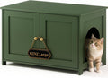 Hidden Cat Litter Box Enclosure Furniture, Large, Green