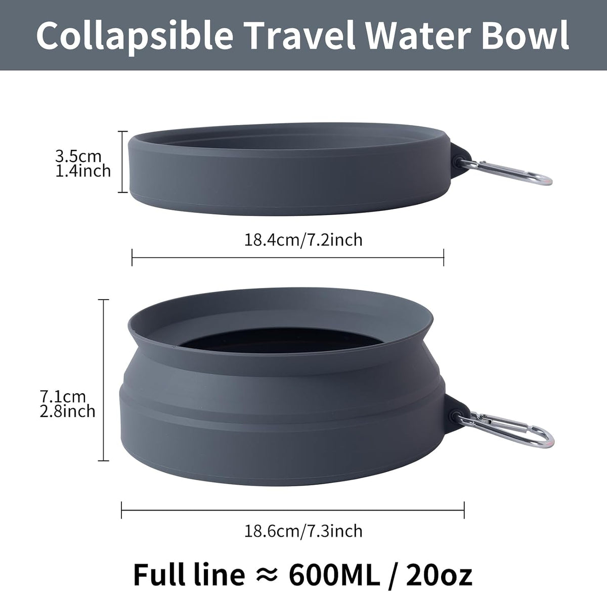 SLSON Spill Proof Dog Water Bowl for Cars,Collapsible No Splash Dog Travel Bowls Integrated Molding Portable Pet Bowl for Road Trip Truck,RV,SUV,Boat Accessories (Dark Grey)