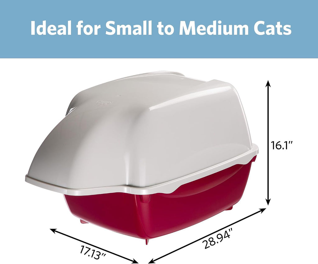 Ferplast Cosmic Outdoor Cat Litter Box - Waterproof Dog-Proof Cat Toilet with Tunnel Entry, High-Sided Base for Litter Containment, Easy-Clean Design, Durable Thermoplastic Resin in Red