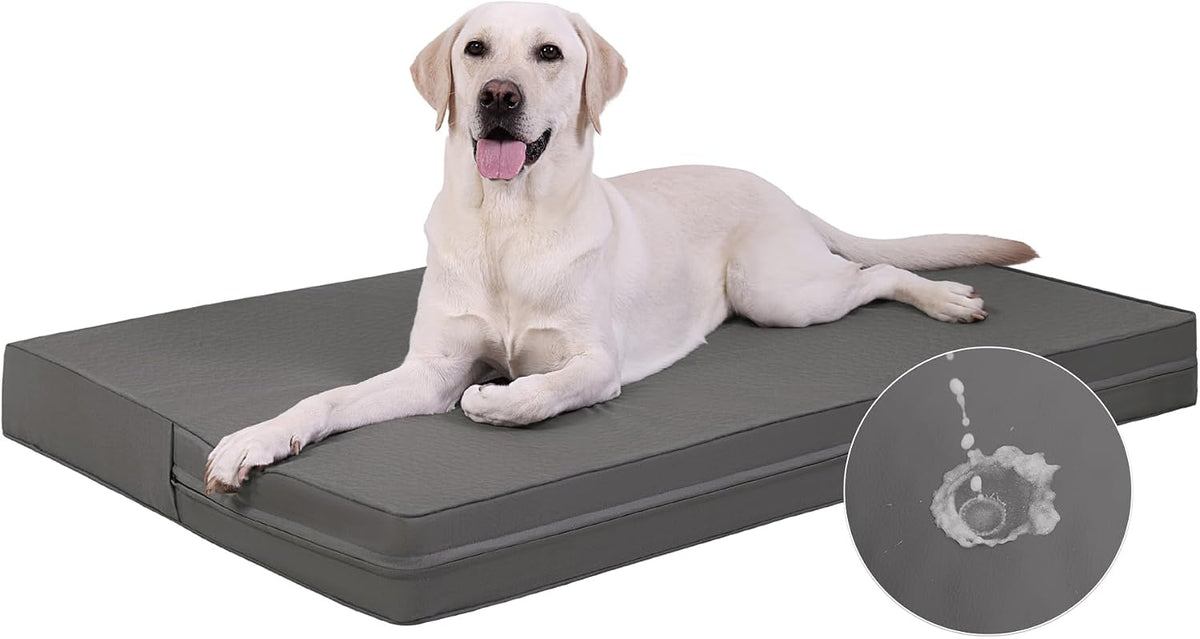 Waterproof Dog Bed Washable Wipeable Leather Large Crate Pad 35" Orthopedic