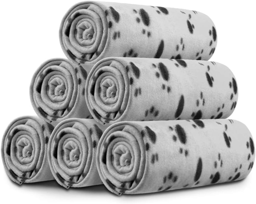 Comsmart Dog Blankets, 6 Pack Fleece Pet Blankets, 39x31 inches, Grey